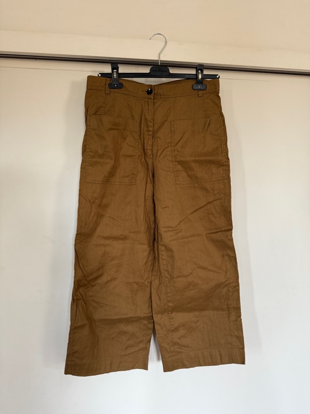 Dries Van Noten Wide-Leg Cropped Pants in Tan